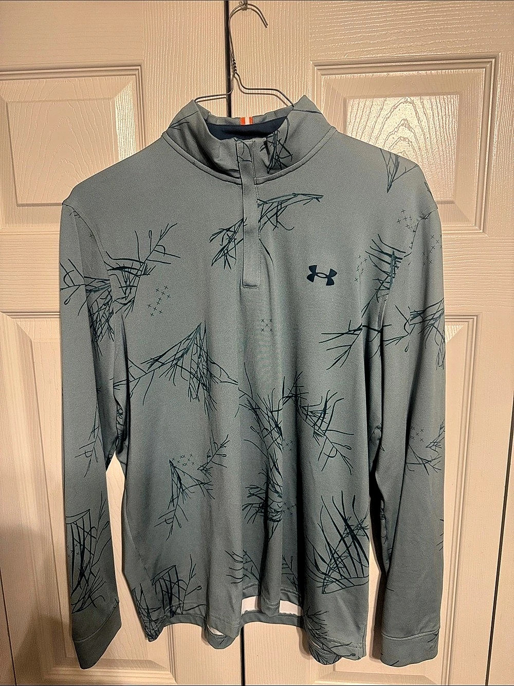 Under Armour Golf Playoff Printed 1/4 Zip Pullover Men's Polo Green & Blue Large